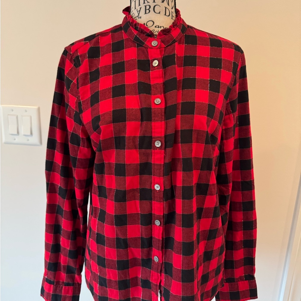 J Crew Red and Black Plaid Button-Up Shirt